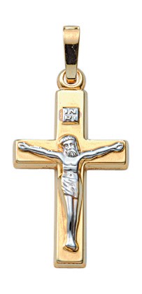 Kreuz bicolor mit Korpus Christus am Kreuz