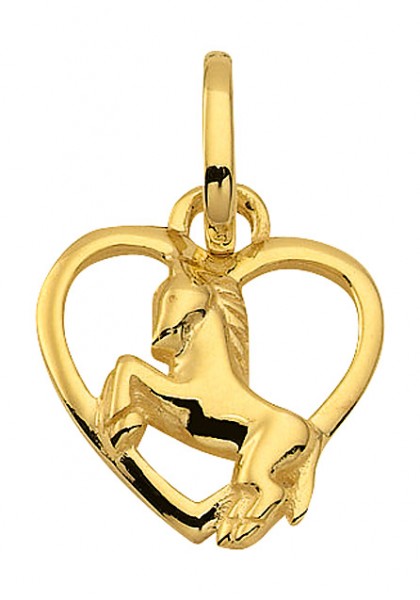 Kettenanhänger Herz mit Pferd Gold