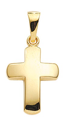 Einfacher Gold Kreuzanhänger 10,7 x 13,5 mm