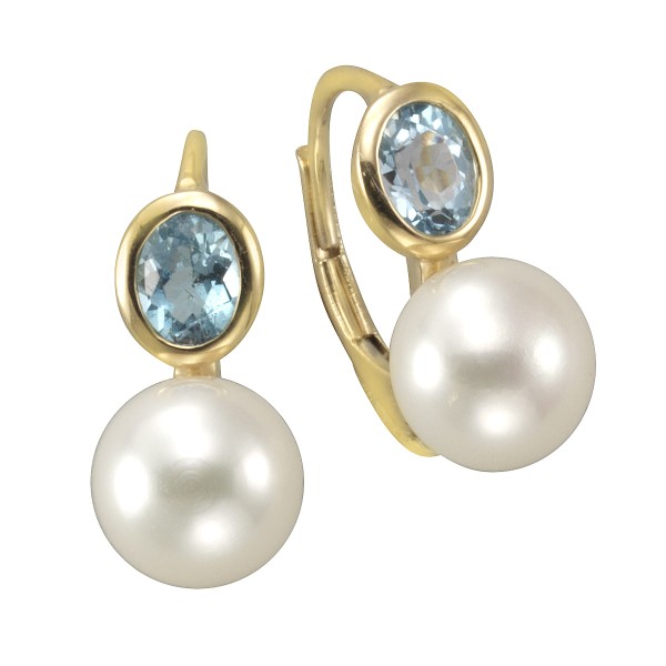 Ohrringe mit Perle und farbigen Stein