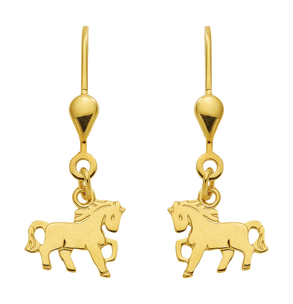 Ohrhänger Pferd Motiv in 333 Gold | Sallion by Euroschmuck