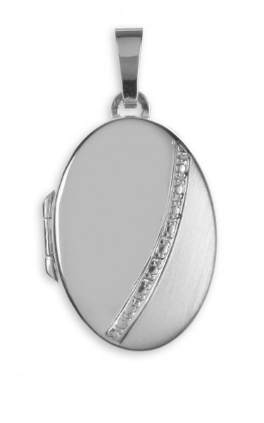 ovales Silber Medaillon teilweise mattiert und poliert