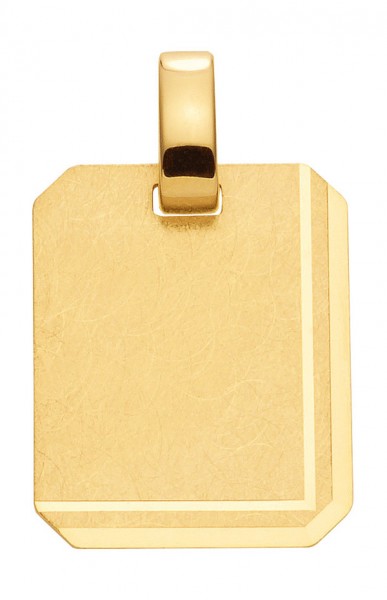 Gravurplattenanhänger rechteckig mit Schliff 333 Gold 
