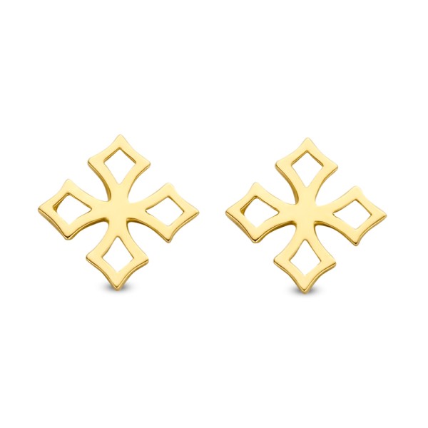 7,5x7,5 große Gold Kreuz Ohrstecker 