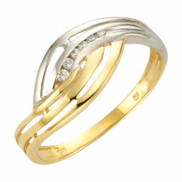 Schöner bicolor Ring 333 Gold mit Zirkonia