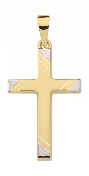 Gold Kreuz Anhänger bicolor