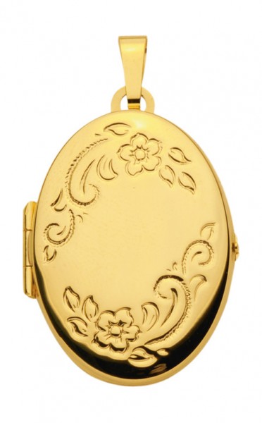 Gold Medaillon zum öffnen in ovaler Form 21,5 x 28 mm
