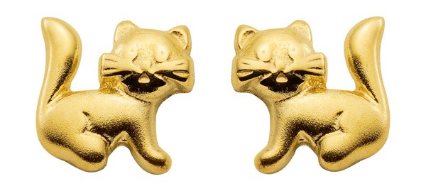 Katzen Ohrstecker Gold