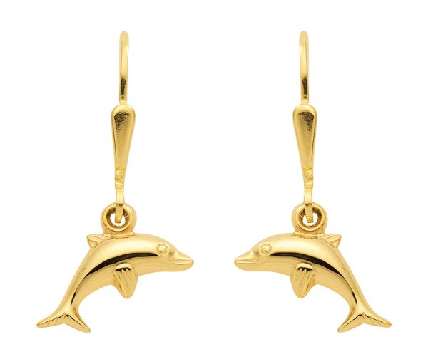 Schöne Delphin Ohrhänger in Gold Euroschmuck